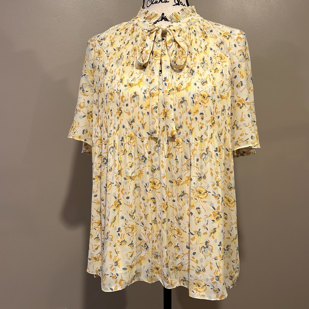 Lauren Ralph Lauren Floral Ruffle Tie Neck Top